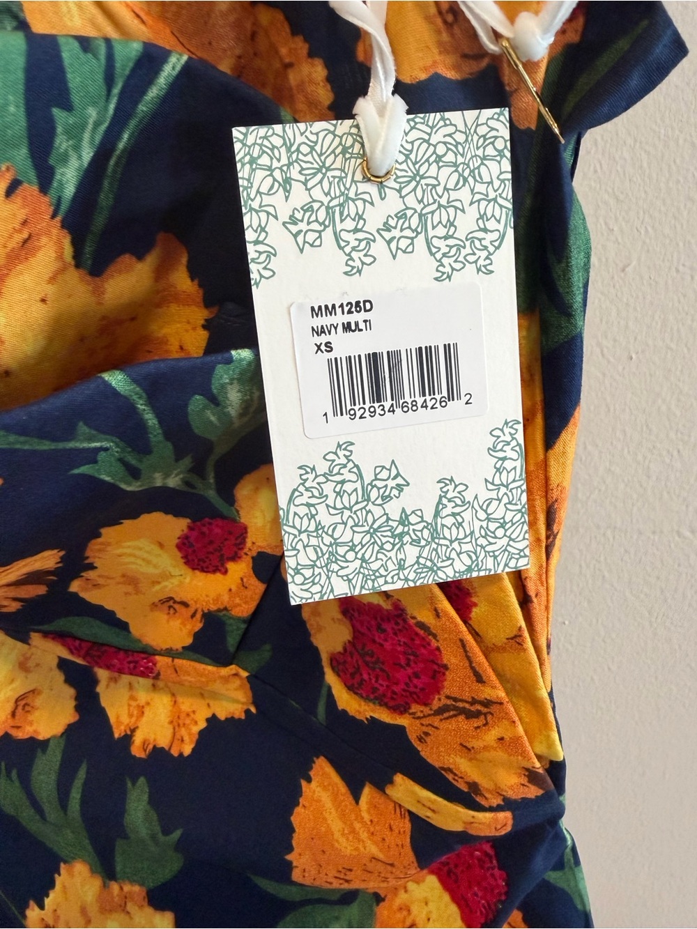 Hyacinth House Navy & Marigold Floral Ruffle Margot Midi Dress Size XS Gown - Picture 5 of 6